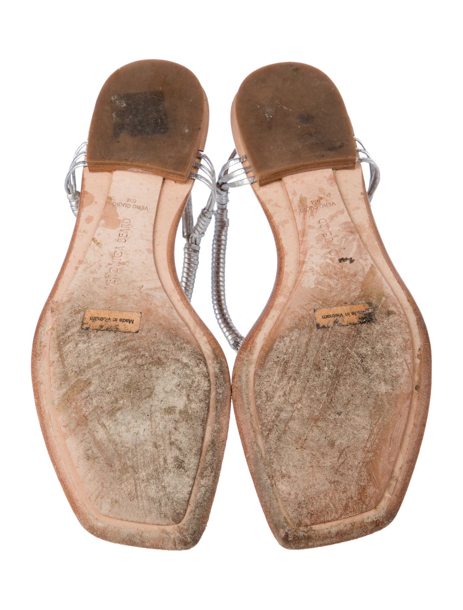 Veronica Beard Leather T-Strap Sandals